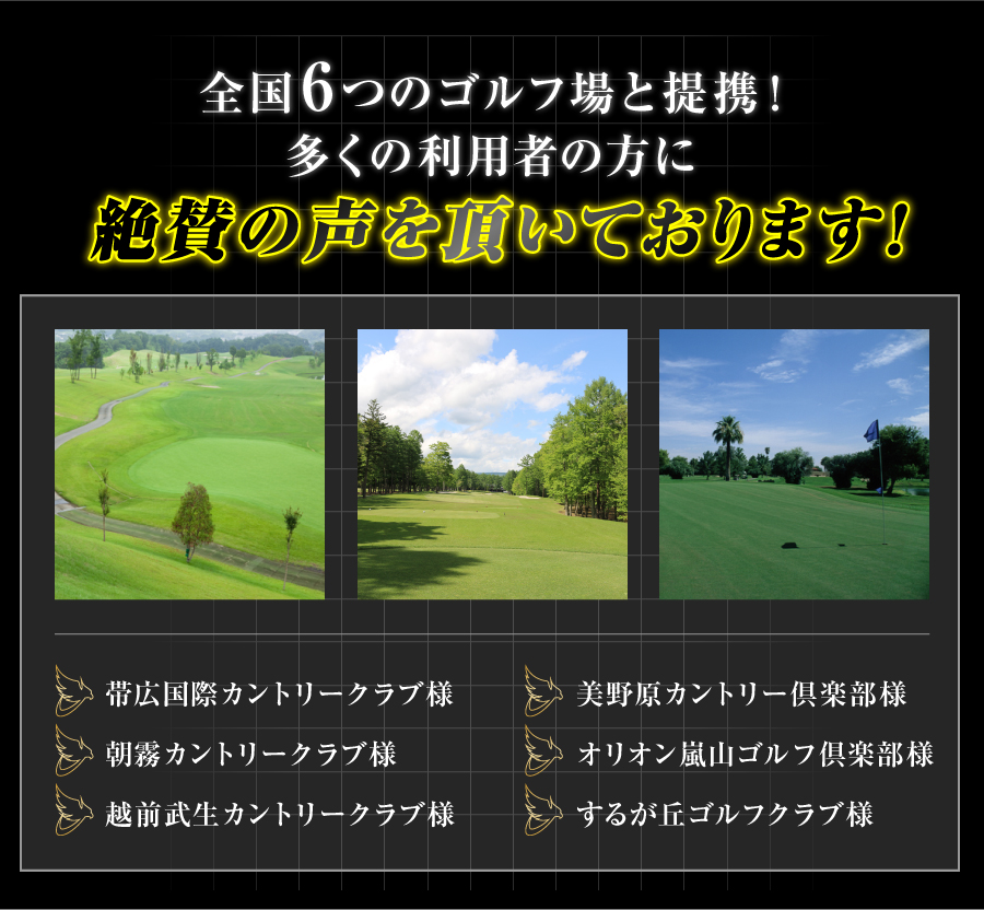 高反発ゴルフドライバーハヤブサビヨンドは全国６つのゴルフ場と提携