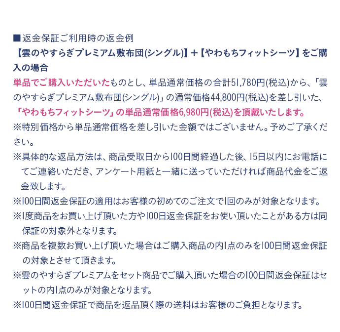 返金保証ご利用時の返金例